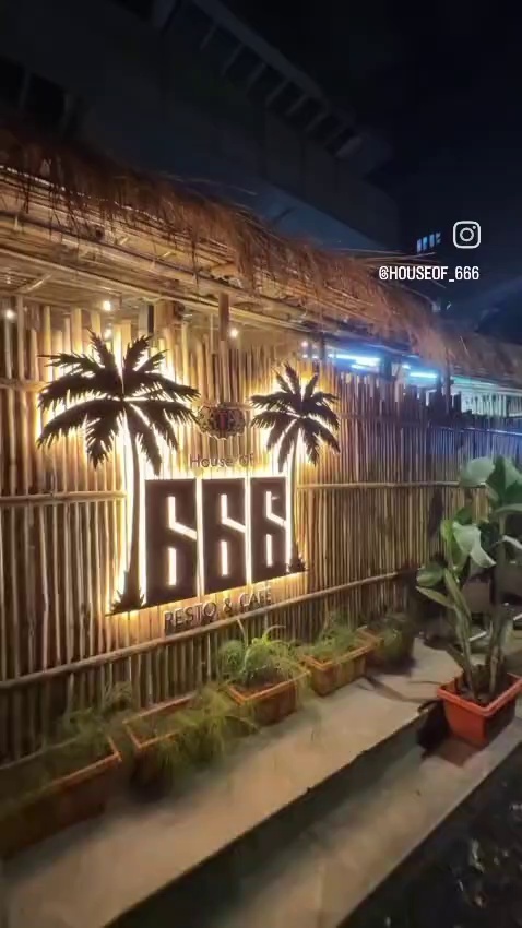 House of 666 Backlit Facade